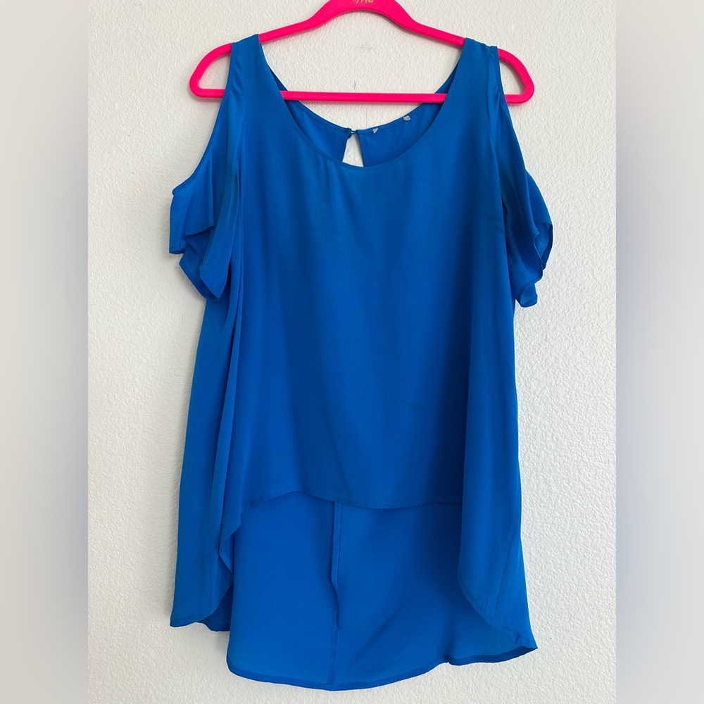 Blue Cold Shoulder Blouse